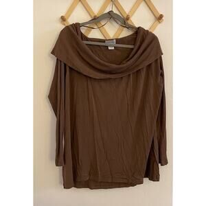 Soft Surroundings Sweater Women's 2X Brown Darcy Scoop Neck Long Sleeve Knit